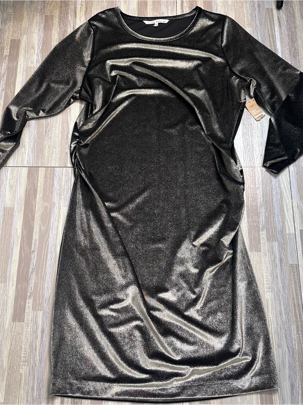 RACHEL Rachel Roy Metallic Gold/Black Long Sleeve Sheath Dress Women’s 2X